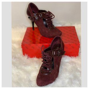Guess burgundy suede bootie.